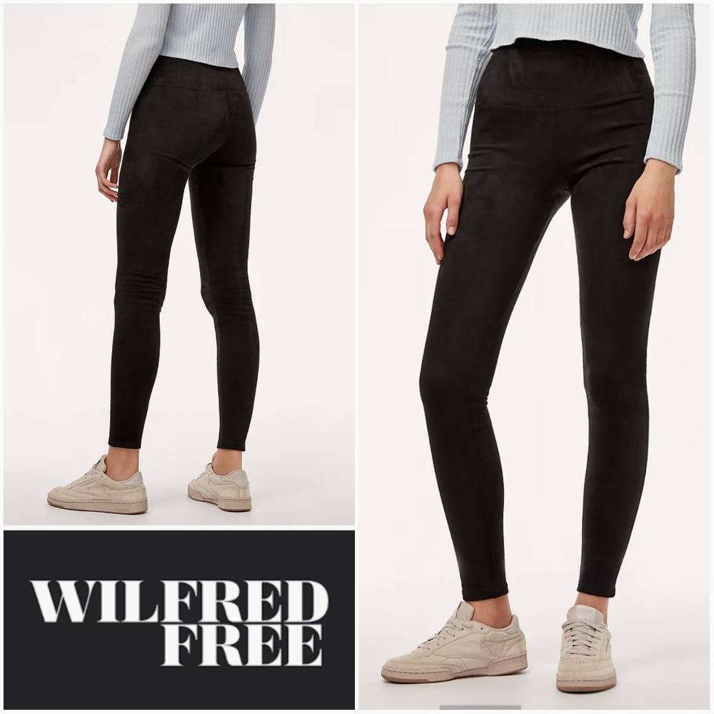 WILFRED FREE M Daria Pant Vegan Faux Suede Legging Black Size Medium Aritzia
